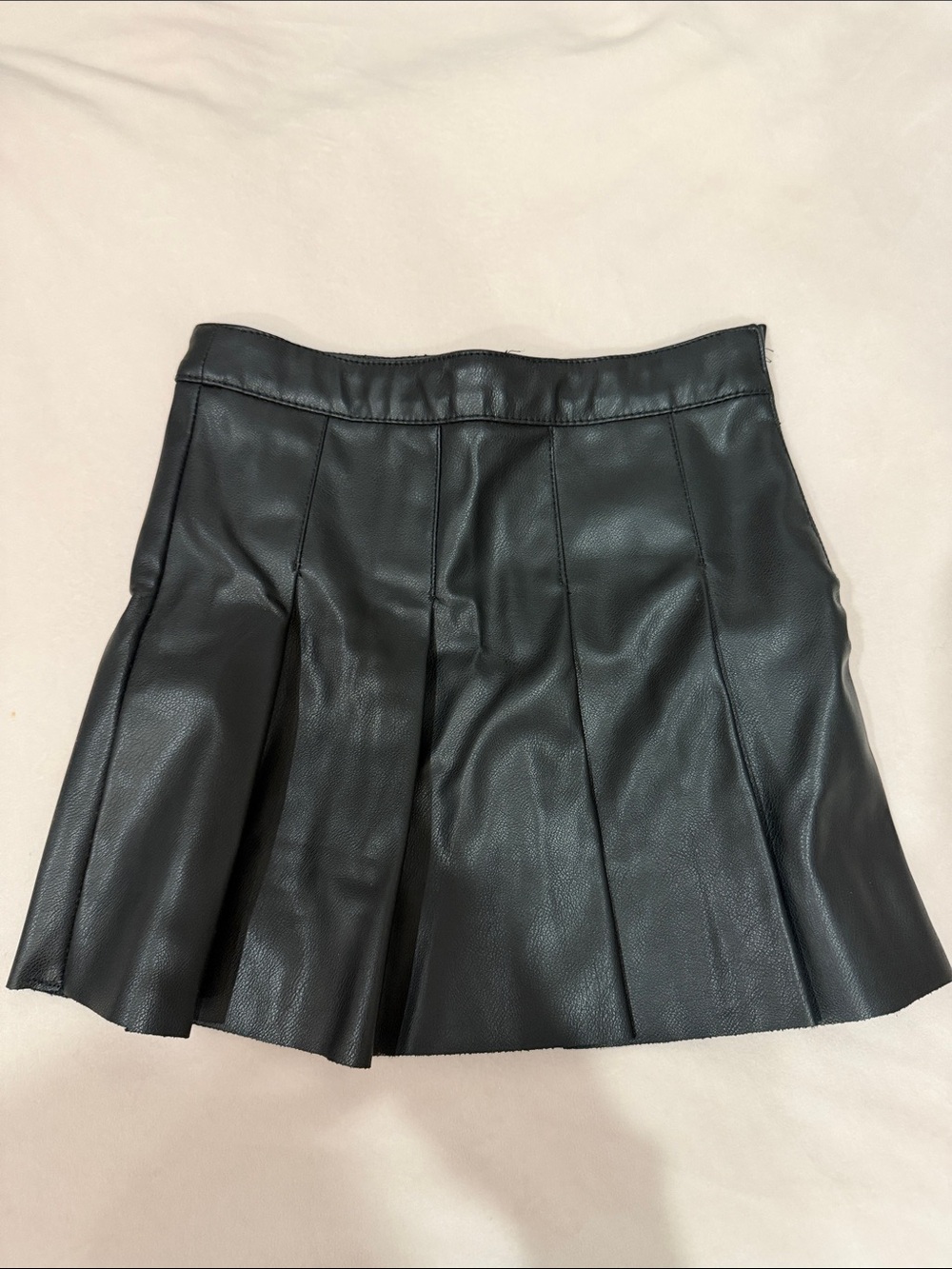 Zara Black Faux Leather Pleated Mini Skirt